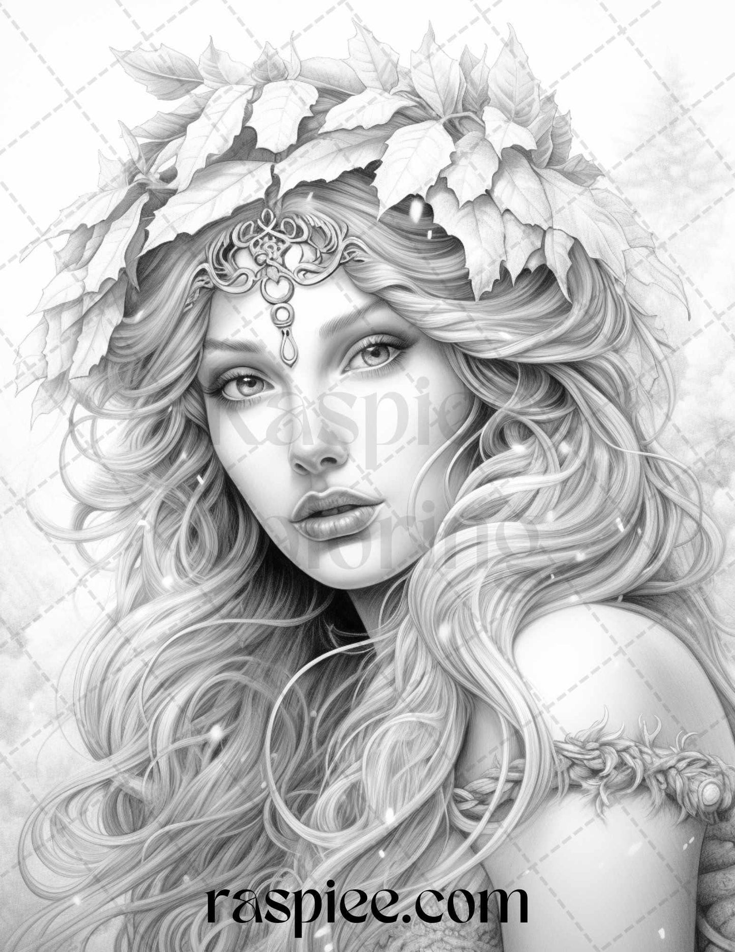 50 Winter Fairy Grayscale Coloring Pages Printable for Adults, PDF File Instant Download