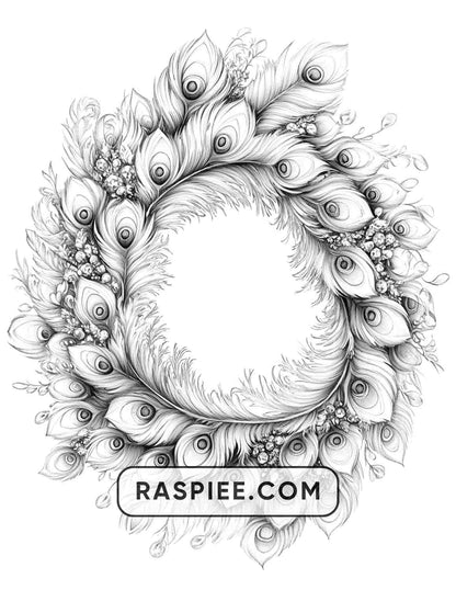 72 Christmas Wreaths Adult Coloring Pages
