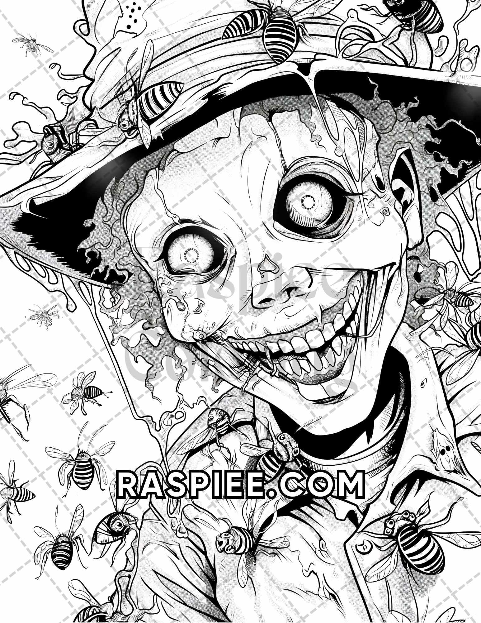 Freak Of Horror Halloween Adult Coloring Pages Printable PDF Instant Download