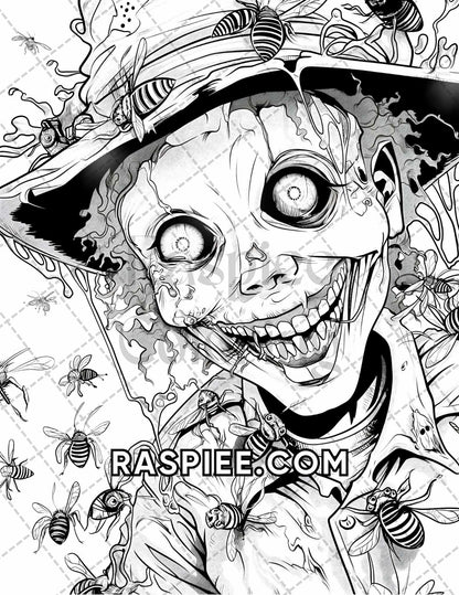 Freak Of Horror Halloween Adult Coloring Pages Printable PDF Instant Download