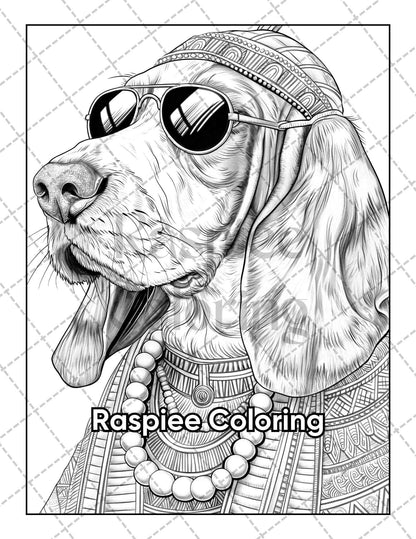 50 Dogs Dressed Up Adult Coloring Pages Printable PDF Instant Download