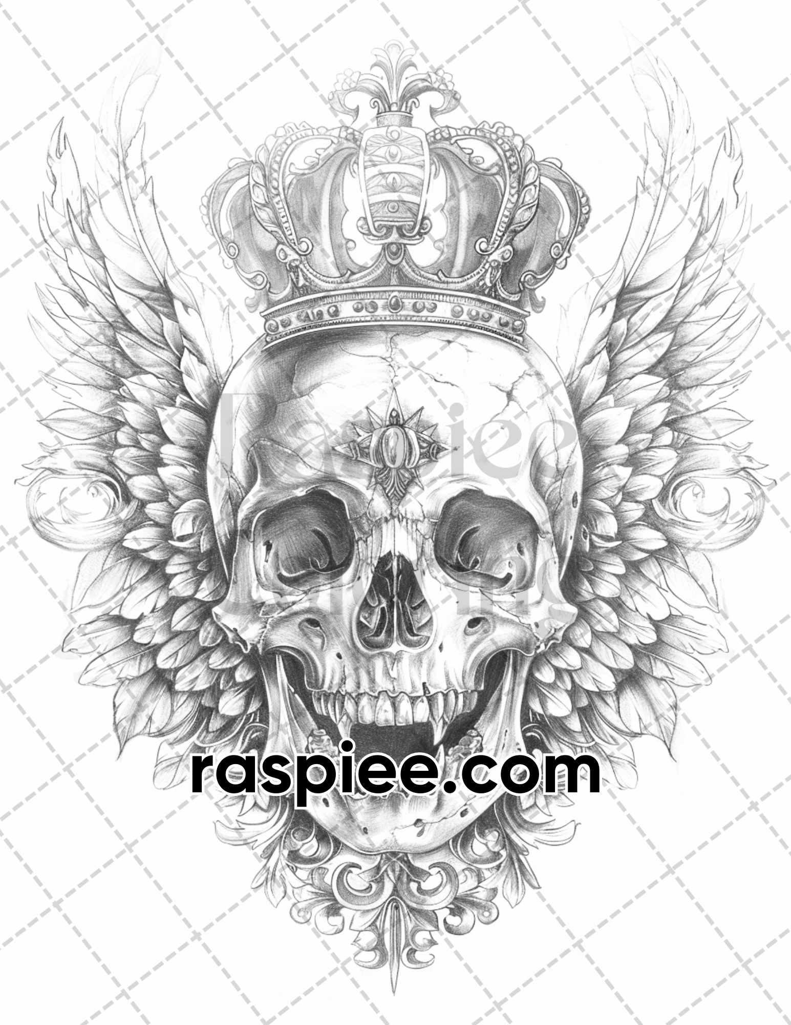 66 Intricate Gothic Tattoos Grayscale Adult Coloring Pages, Printable PDF Instant Download