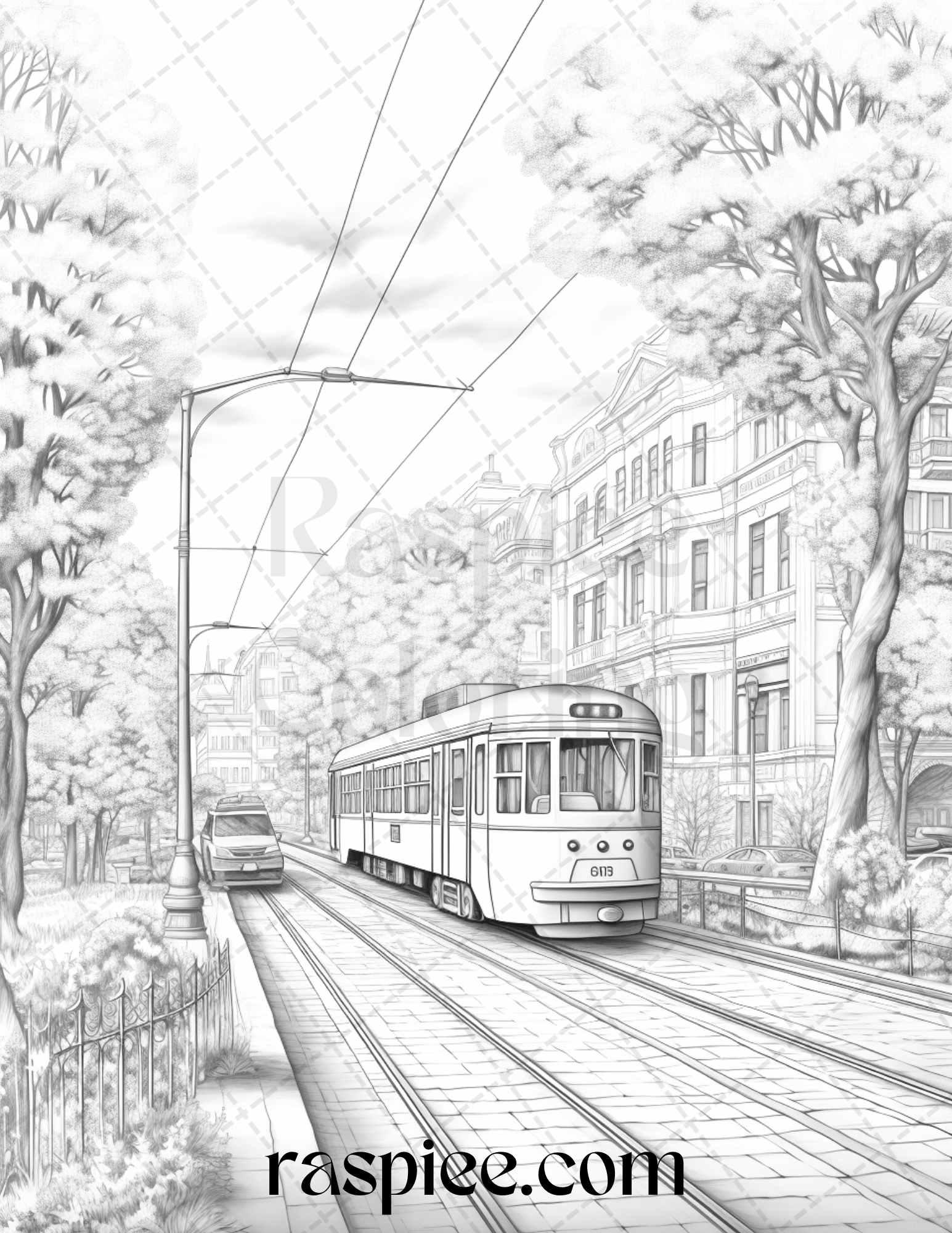 Autumn Scenery Grayscale Coloring Pages Printable for Adults, PDF File Instant Download