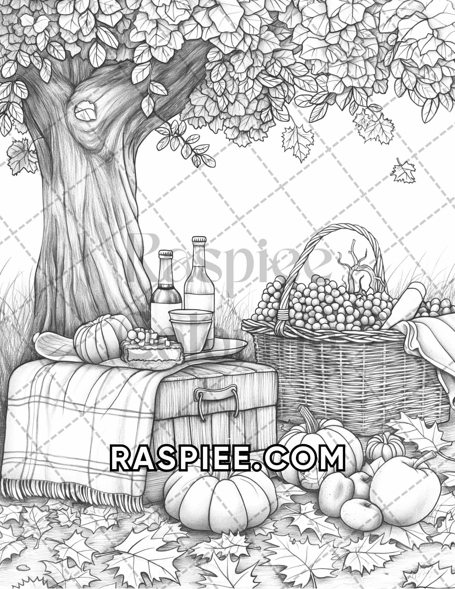 60 Relaxing Autumn Grayscale Adult Coloring Pages Printable PDF Instant Download