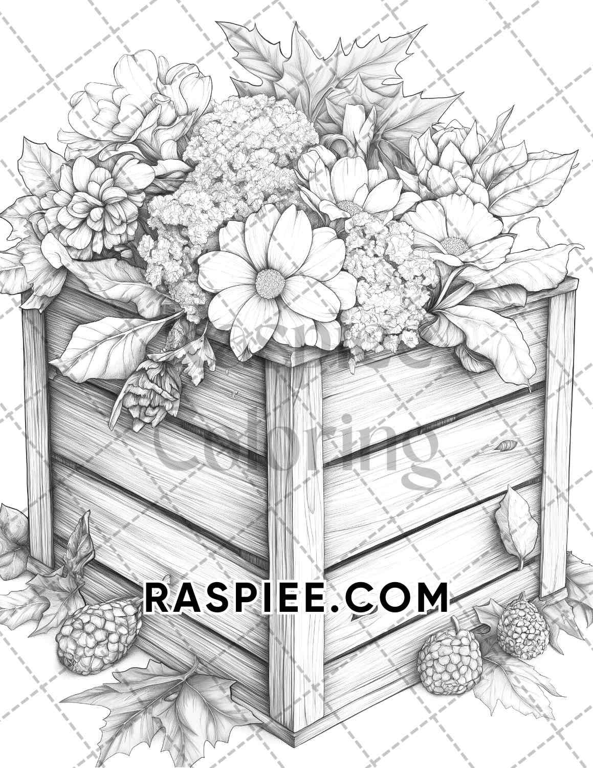 Fall Flowers Adult Coloring Pages Printable PDF Instant Download