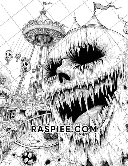 Halloween Surreal Adult Coloring Pages Printable PDF Instant Download