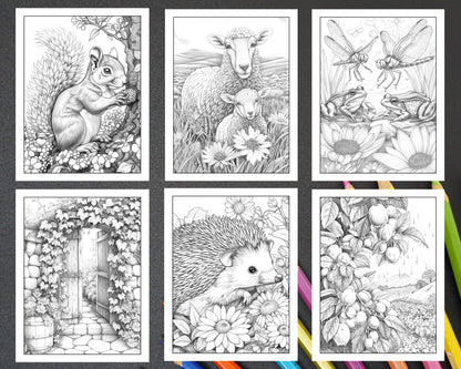 50 Spring Serenity Adult Coloring Pages Printable PDF Instant Download