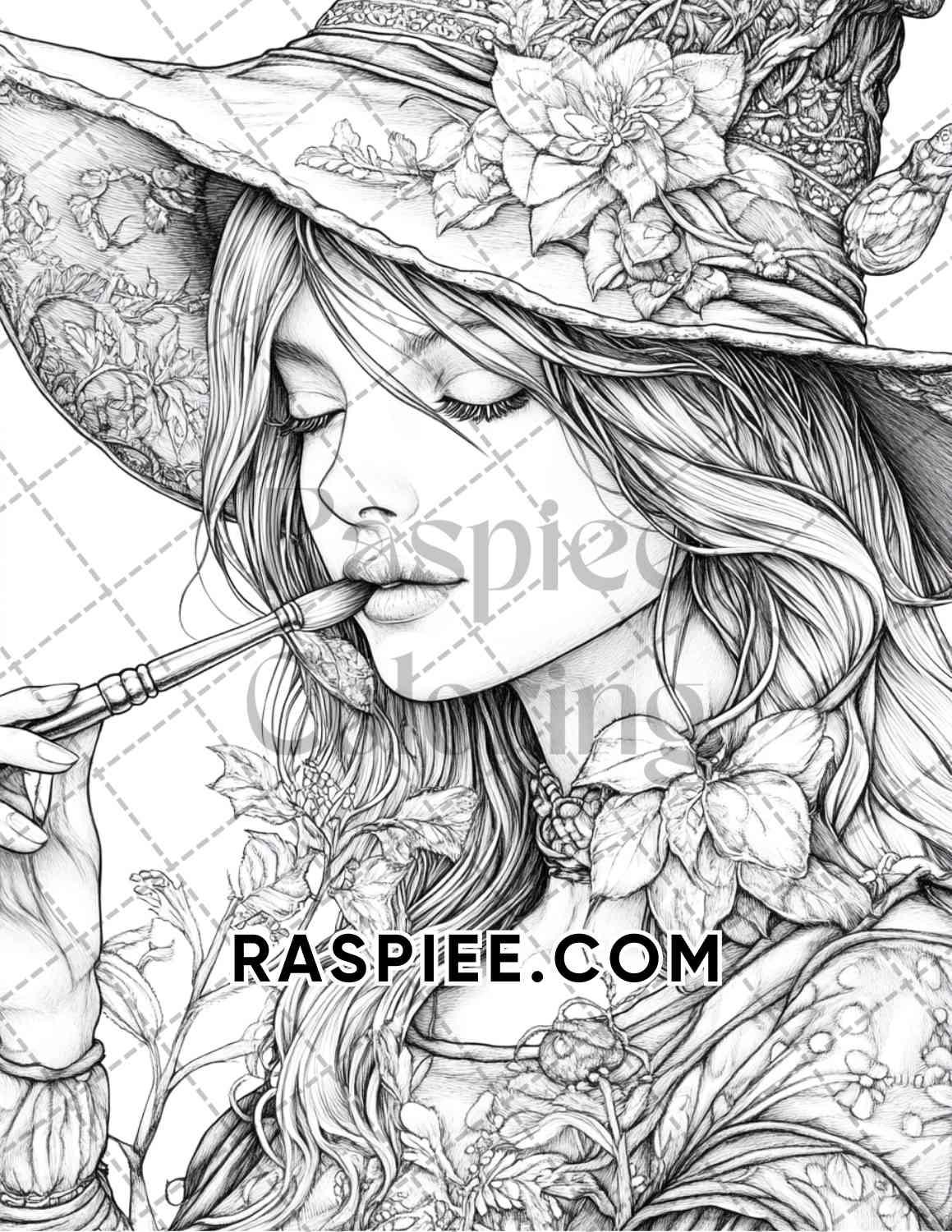 Enchanted Witches Adult Coloring Pages Printable PDF Instant Download