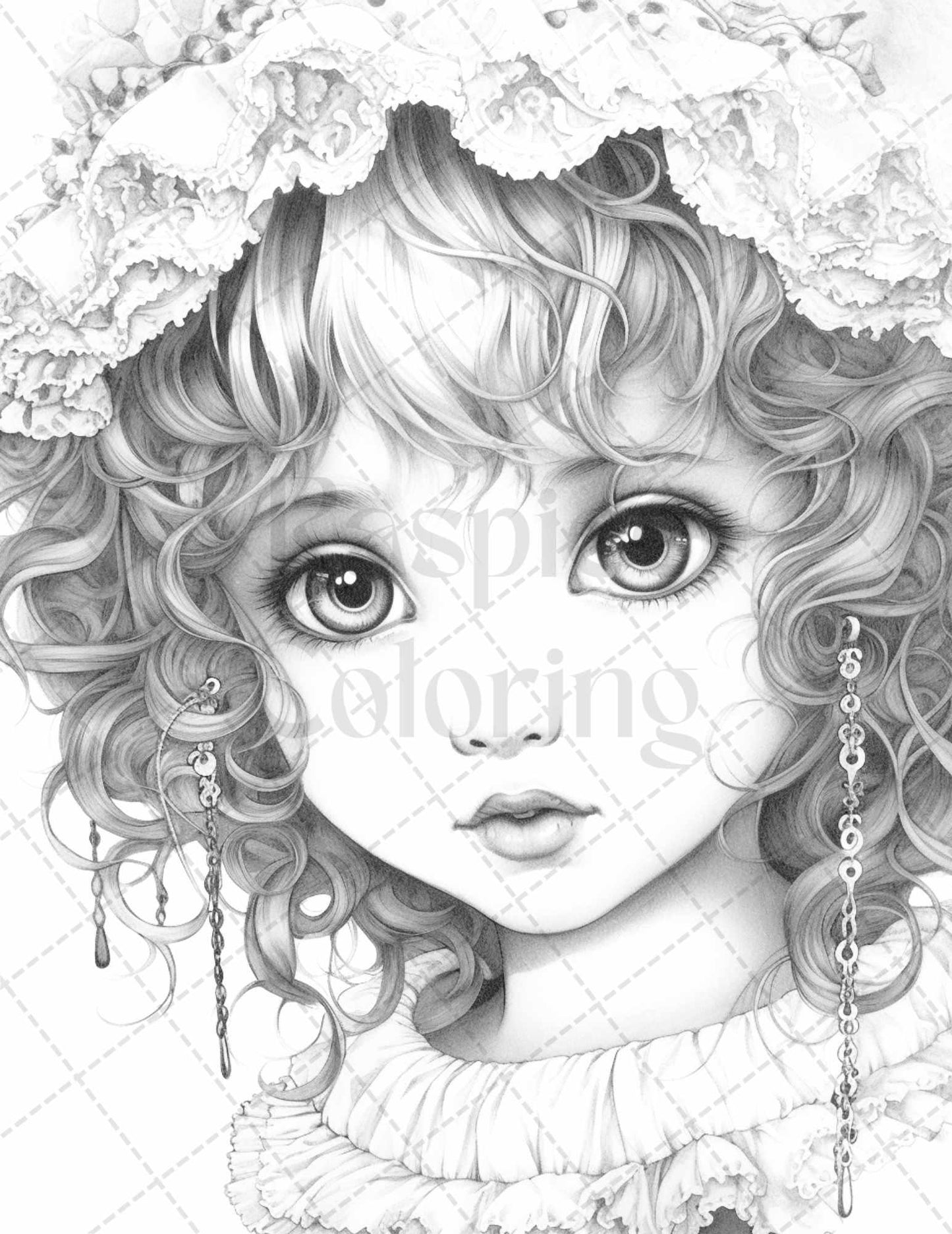 60 Adorable Gothic Girls Grayscale Coloring Pages Printable for Adults, PDF File Instant Download