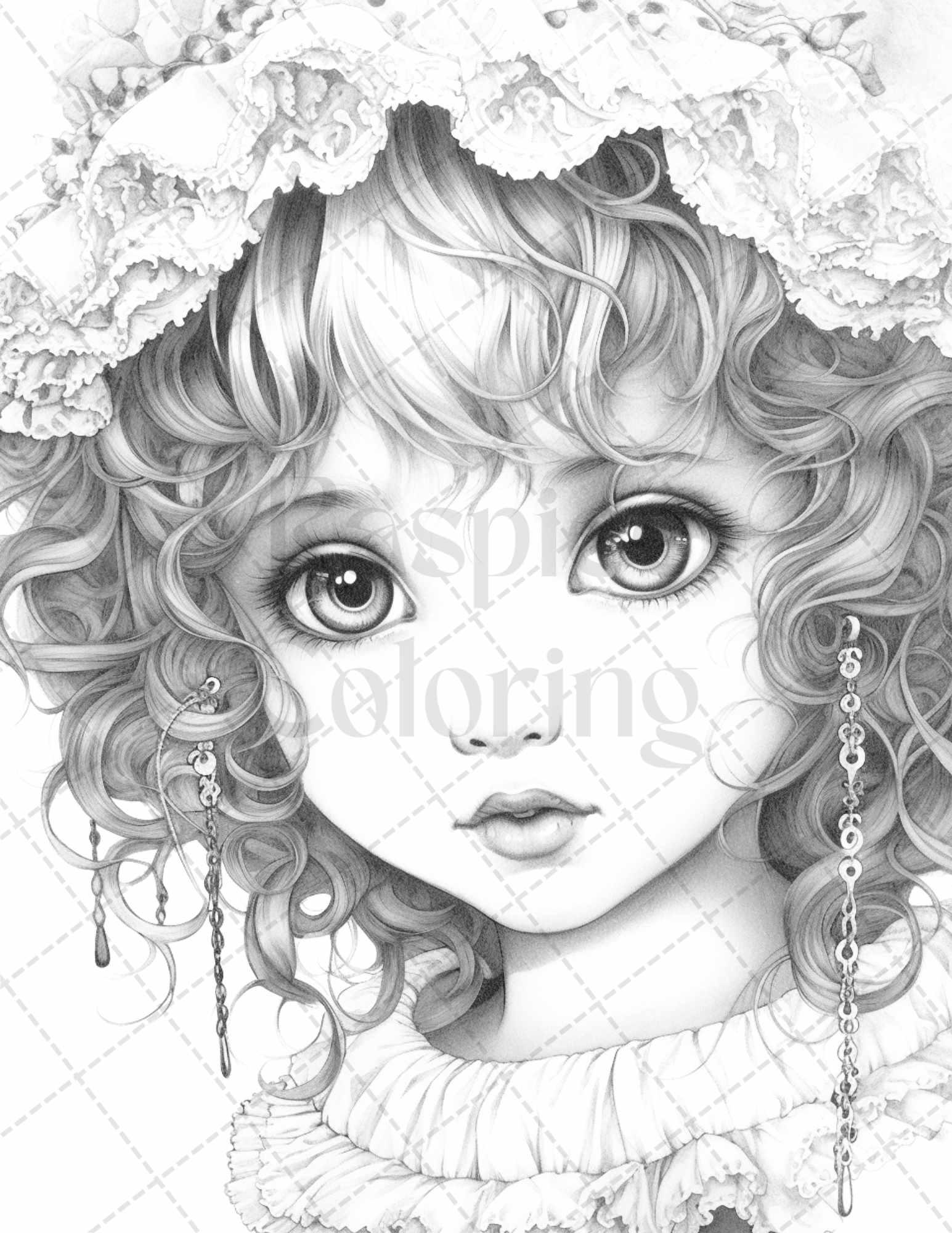 60 Adorable Gothic Girls Grayscale Coloring Pages Printable for Adults, PDF File Instant Download