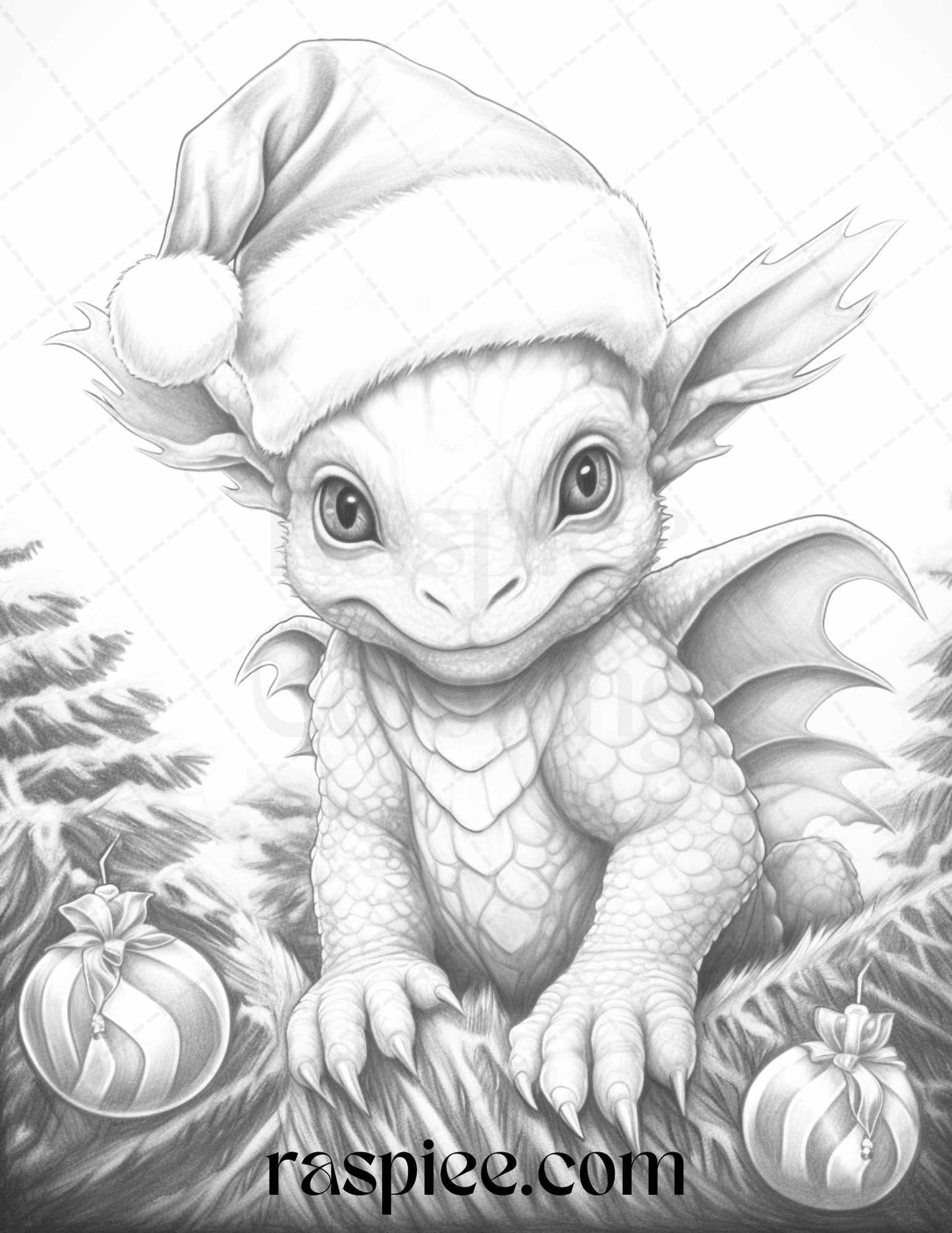 70 Christmas Animals Grayscale Coloring Pages Printable for Adults, PDF File Instant Download