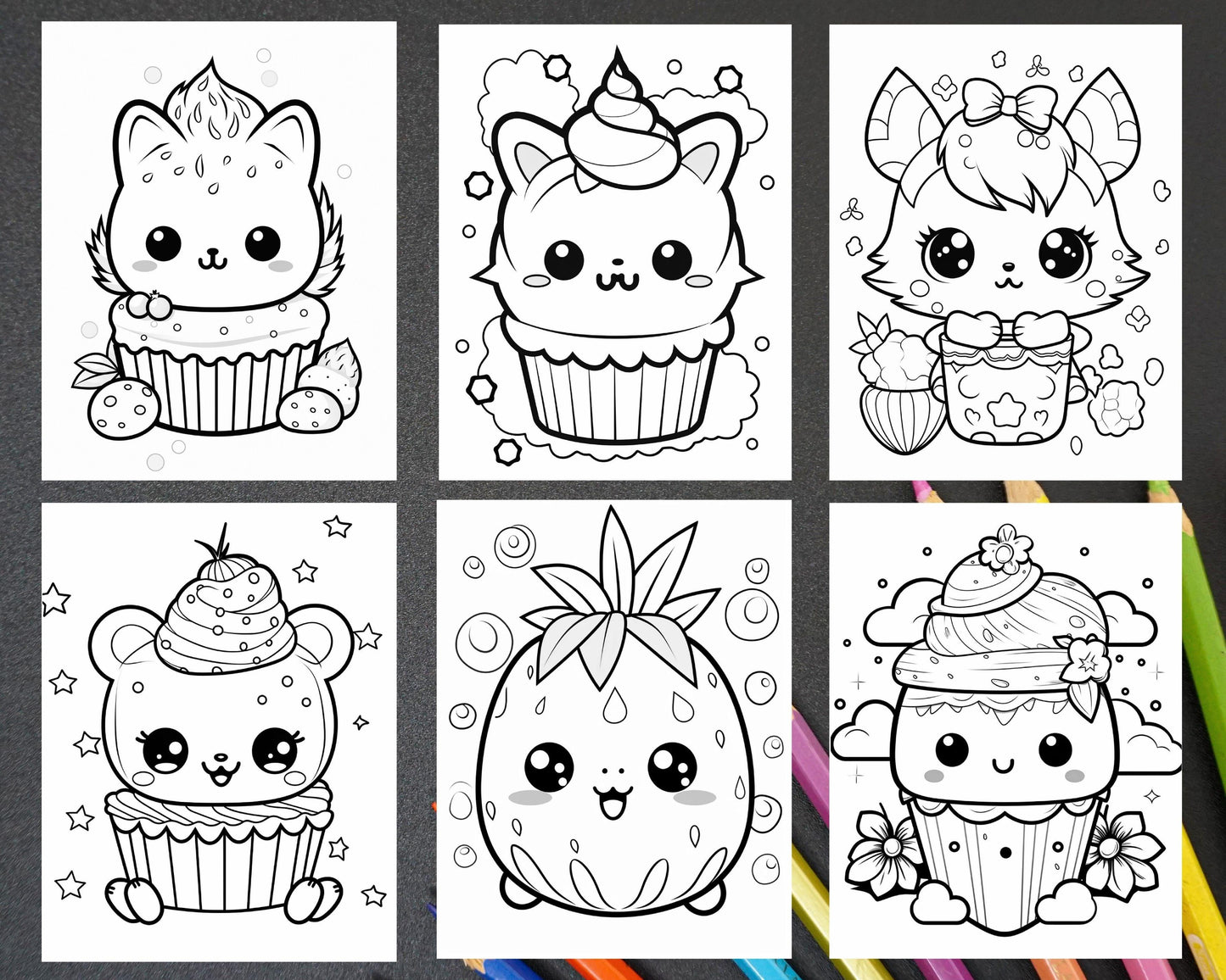 200 Kawaii Food Coloring Pages for Kids, Fun Homeschool Activities, Printable PDF Instant Download