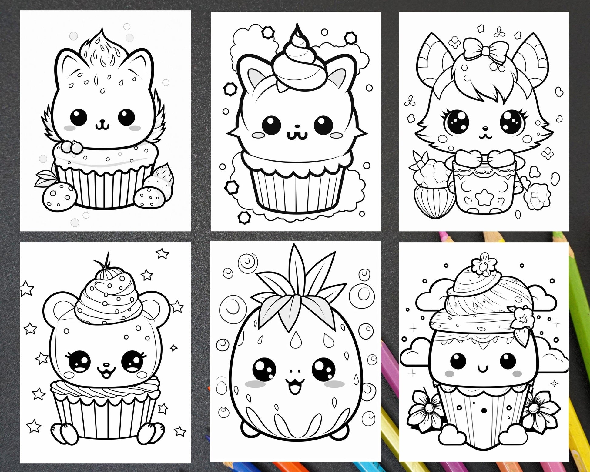 200 Kawaii Food Coloring Pages for Kids, Fun Homeschool Activities, Printable PDF Instant Download