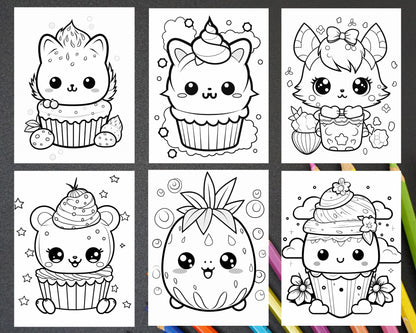 200 Kawaii Food Coloring Pages for Kids, Fun Homeschool Activities, Printable PDF Instant Download