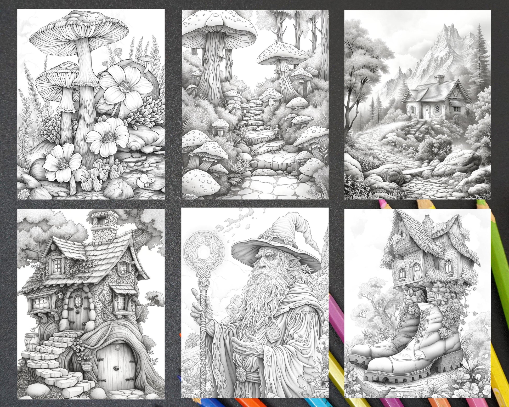 50 Fairyland Adult Coloring Pages Printable PDF Instant Download