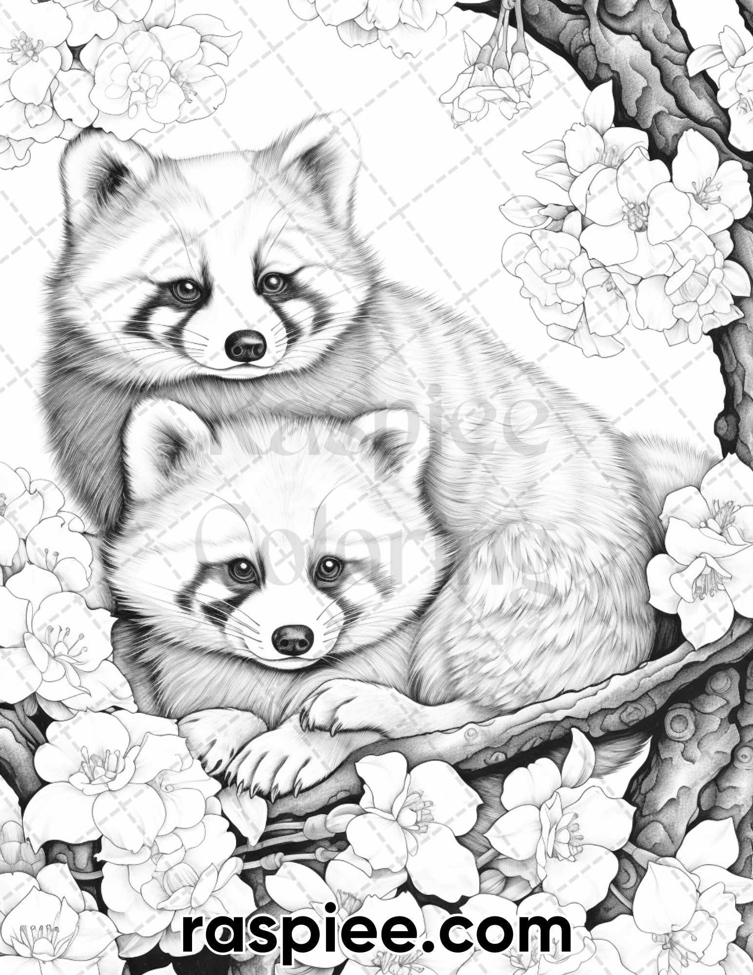 55 Enchanting Spring Animals Grayscale Adult Coloring Pages, Printable PDF Instant Download