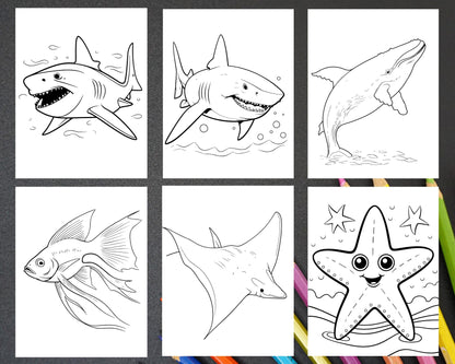 230 Ocean Animal Coloring Pages for Kids, Educational Preschool Printable PDF Instant Download