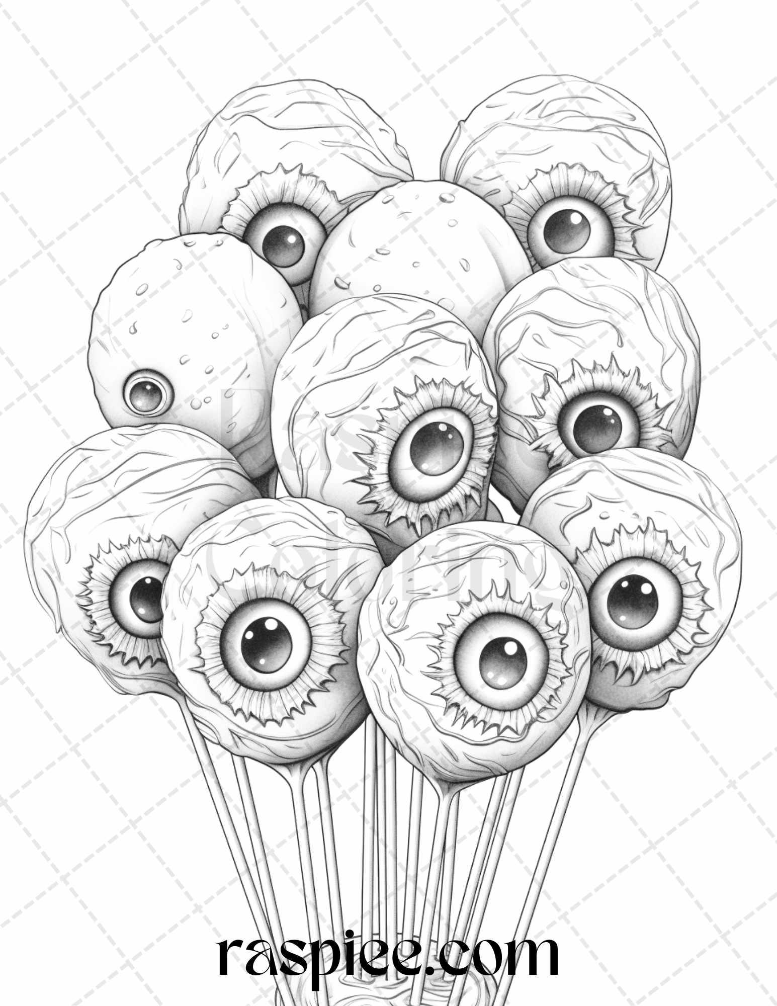 68 Halloween Spooky Desserts Grayscale Coloring Pages Printable for Adults, PDF File Instant Download