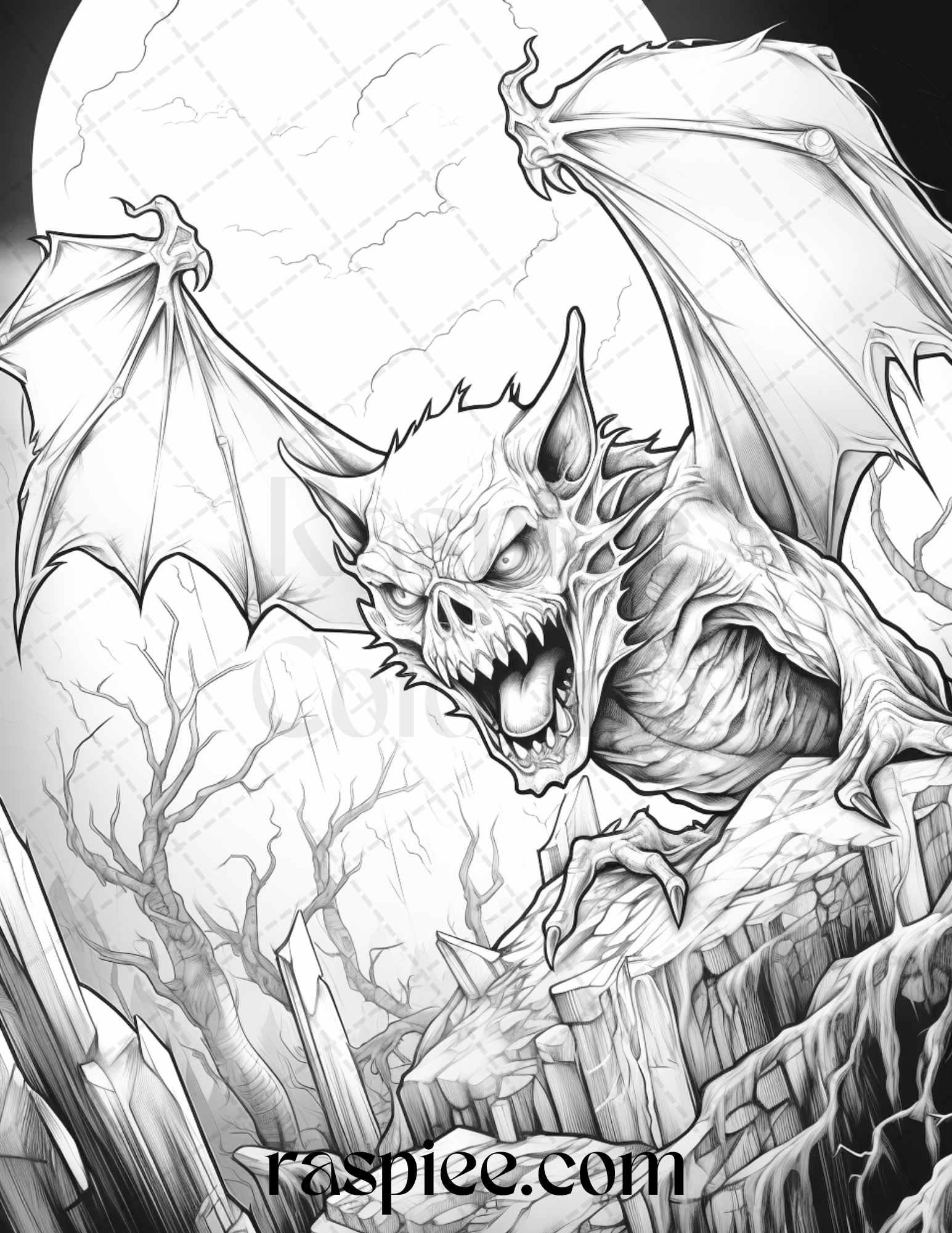 66 Horror Zombie Animals Grayscale Coloring Pages Printable for Adults, PDF File Instant Download