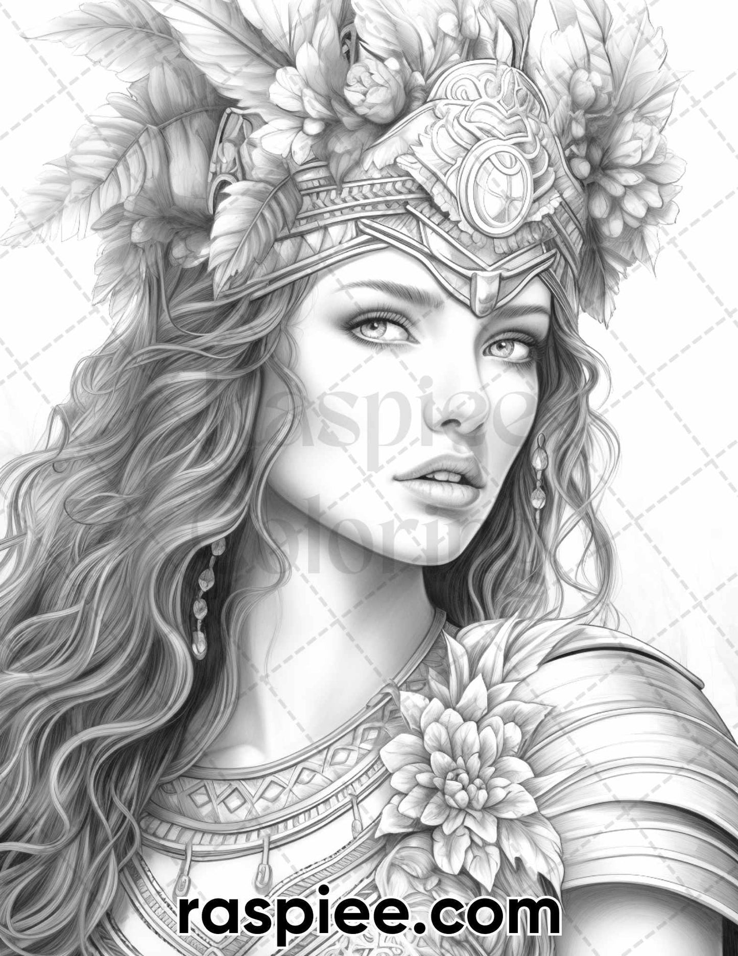 60 Ancient Greece Women Grayscale Coloring Pages for Adults, Printable PDF Instant Download