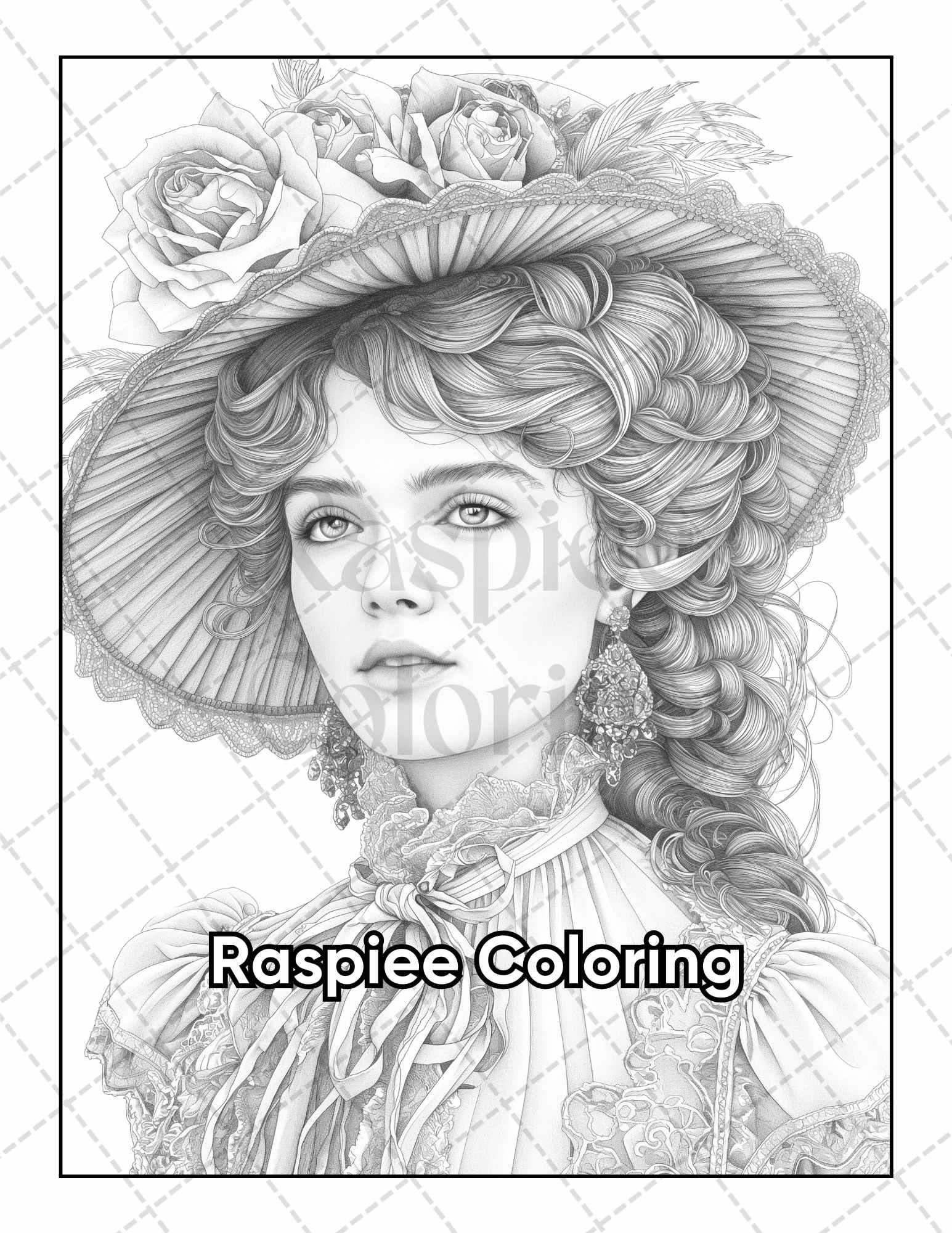 50 Victorian Portrait Adult Coloring Pages Printable PDF Instant Download