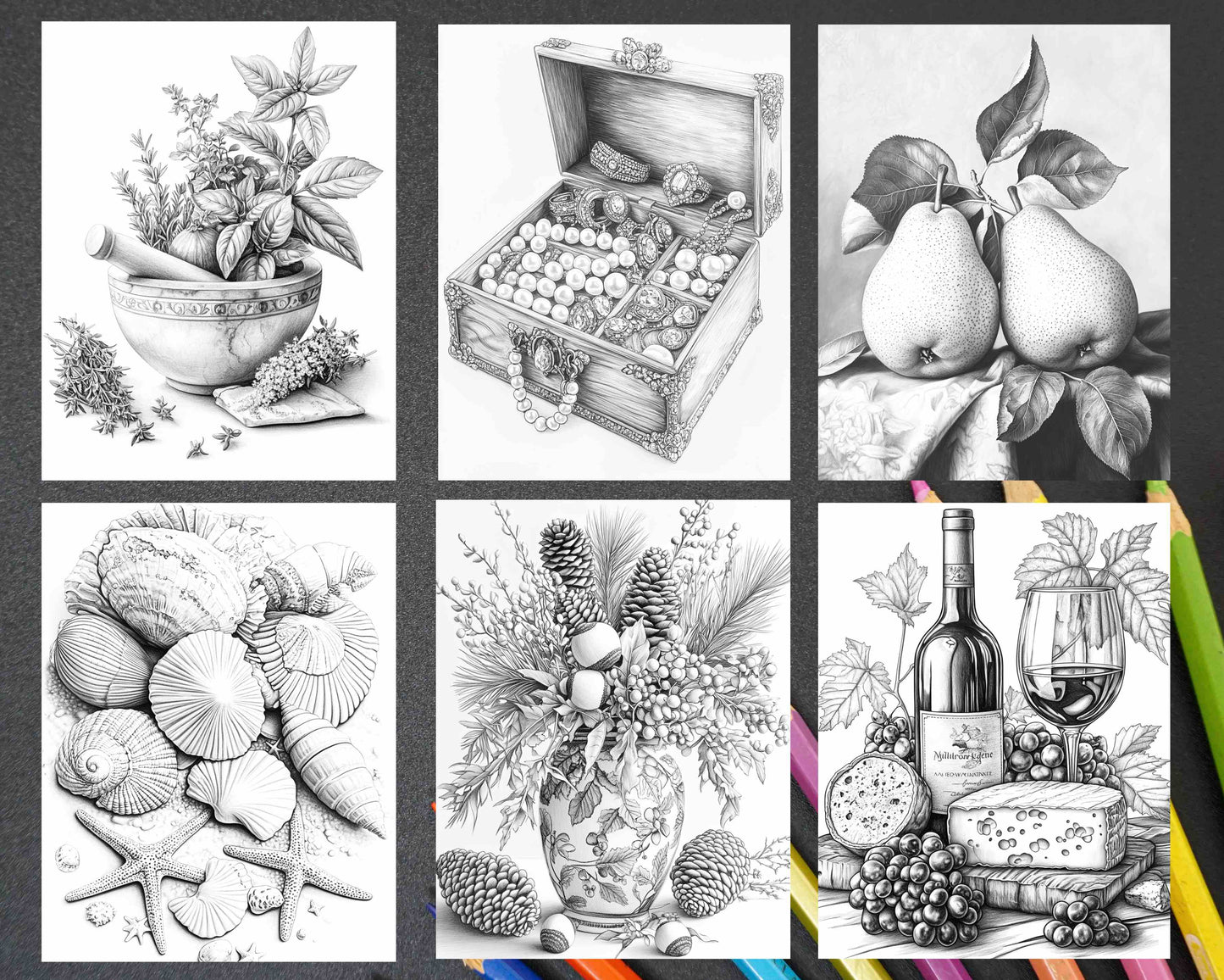 80 Still Life Adult Coloring Pages