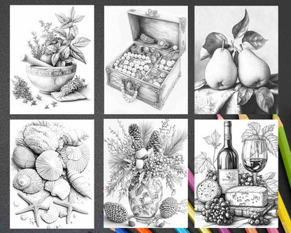 80 Still Life Adult Coloring Pages