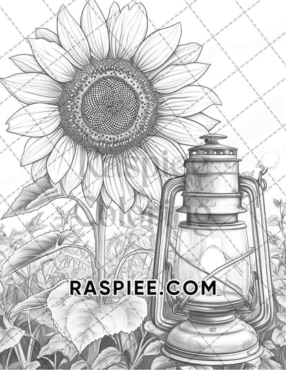 Fall Flowers Adult Coloring Pages Printable PDF Instant Download