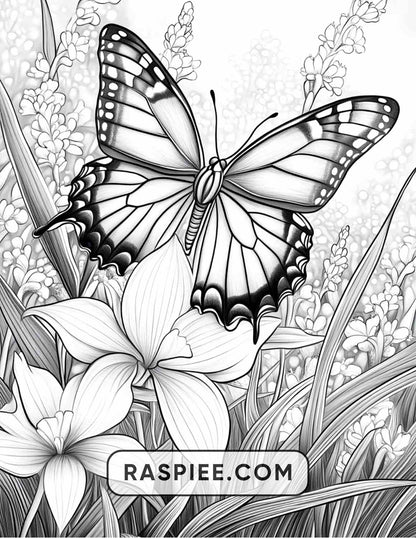 Insects and Flowers Adult Coloring Pages