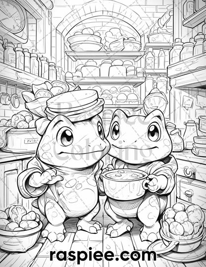 50 The Frog Kingdom Grayscale Coloring Pages for Adults, Printable PDF Instant Download