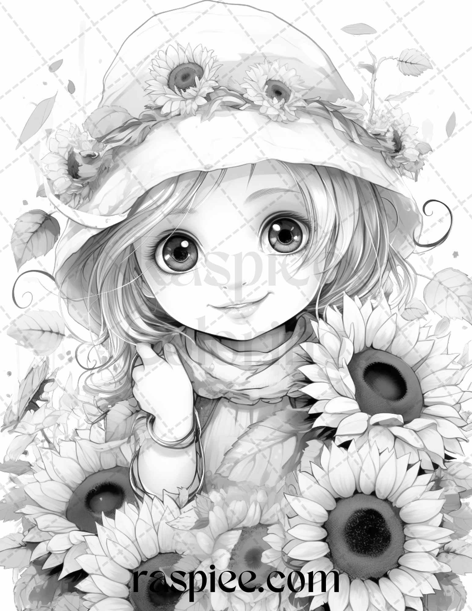 50 Flower Gnomes Grayscale Coloring Pages Printable for Adults Kids, PDF File Instant Download