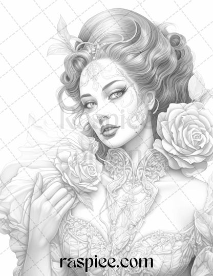 Phantom of the Opera Grayscale Coloring Pages Printable for Adults, PDF File Instant Download