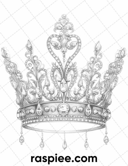 75 Exquisite Jewelry Collection Grayscale Coloring Pages for Adults, Printable PDF Instant Download