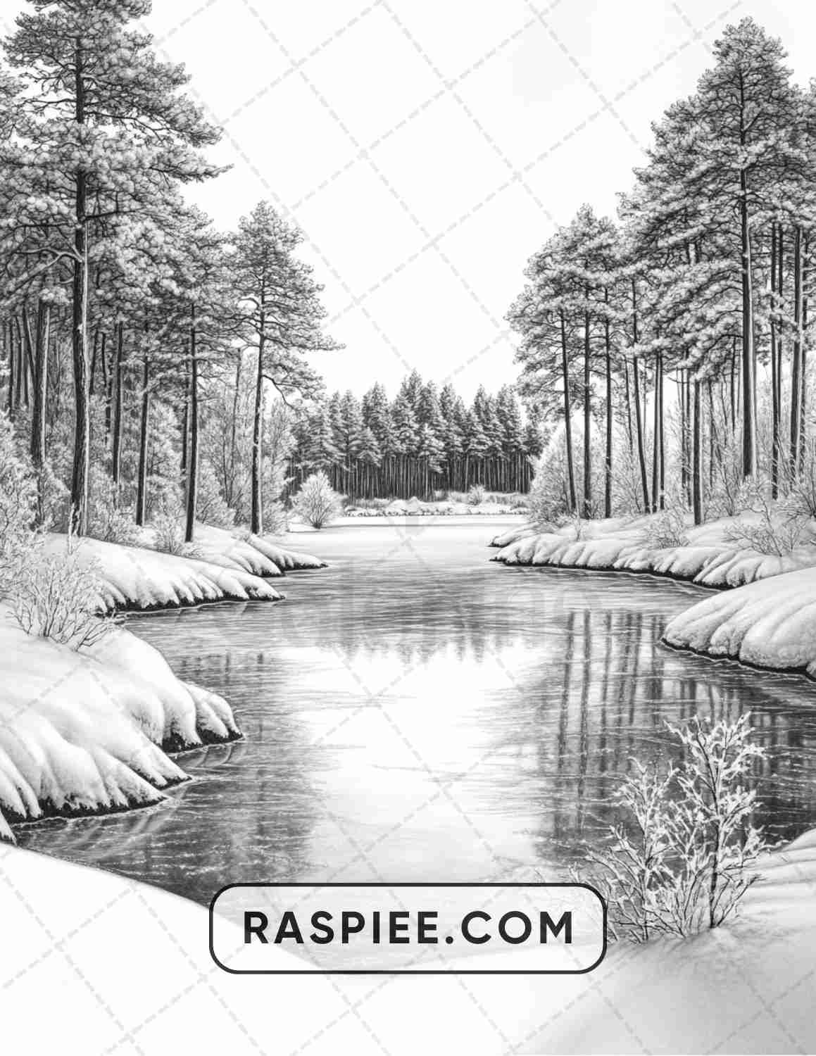 82 Winter Landscapes Adult Coloring Pages