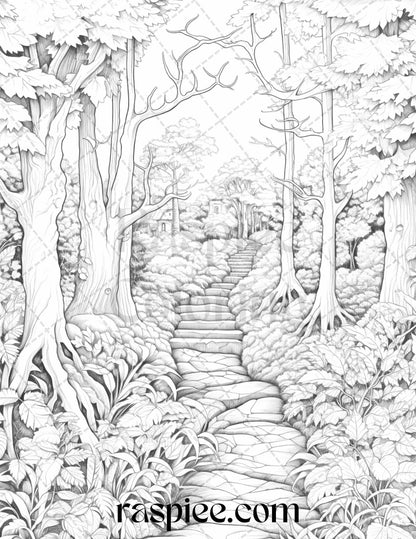 Autumn Vibes Grayscale Coloring Pages Printable for Adults, PDF File Instant Download