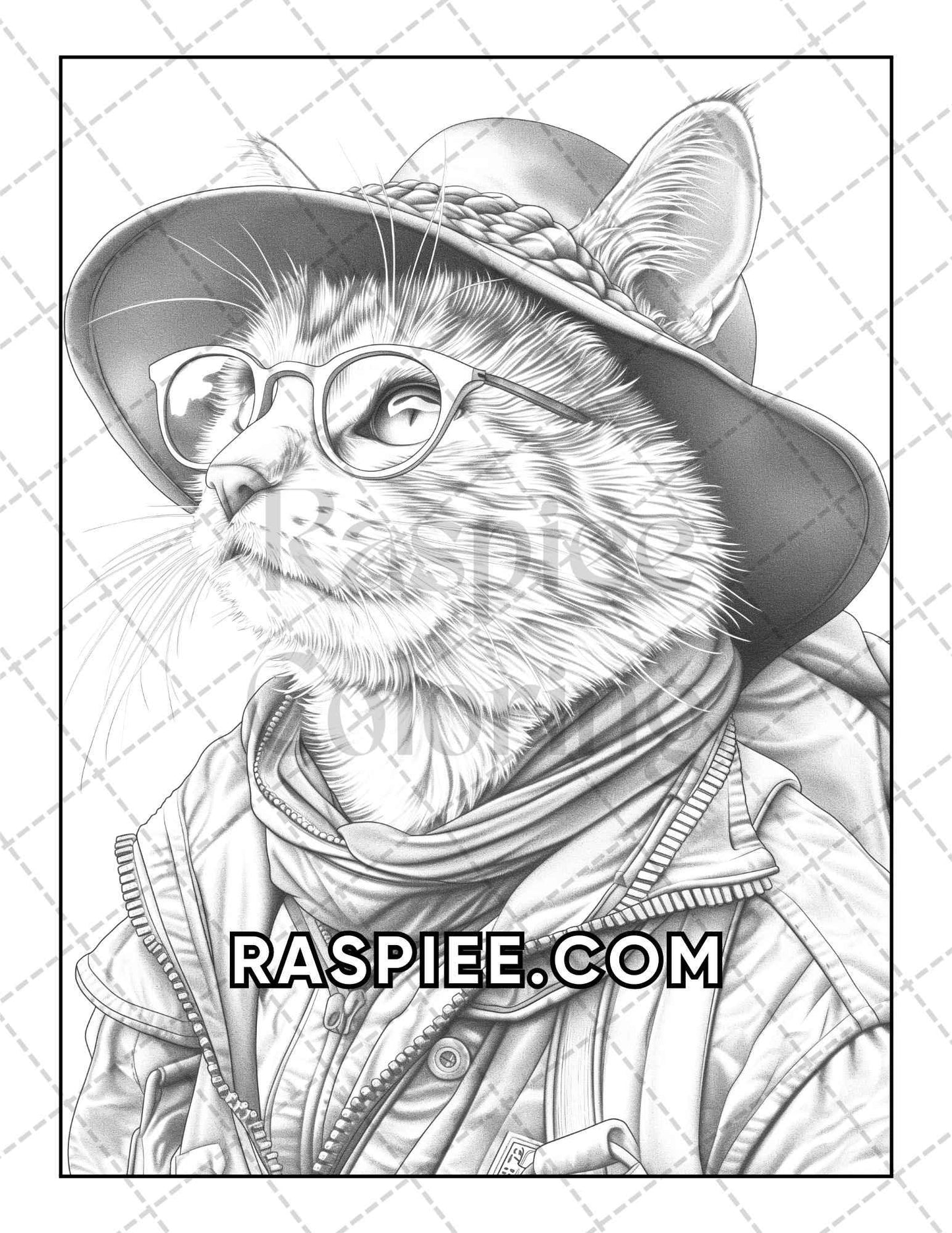 60 Cats Dressed Up Adult Coloring Pages Printable PDF Instant Download
