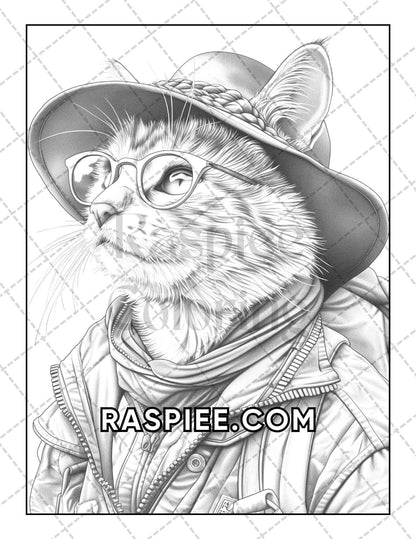 60 Cats Dressed Up Adult Coloring Pages Printable PDF Instant Download