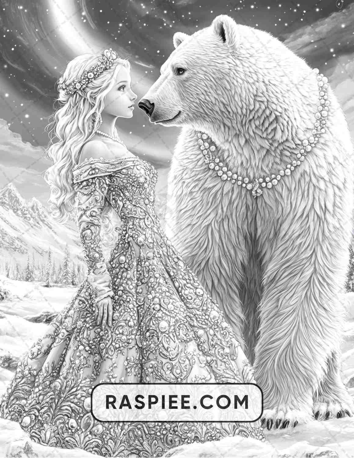 57 Winter Fairytale Portraits Adult Coloring Pages