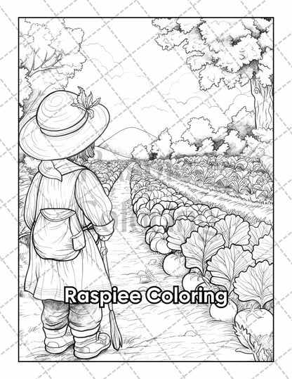 50 Country Farm Scenes Adult Coloring Pages Printable PDF Instant Download