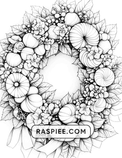72 Christmas Wreaths Adult Coloring Pages