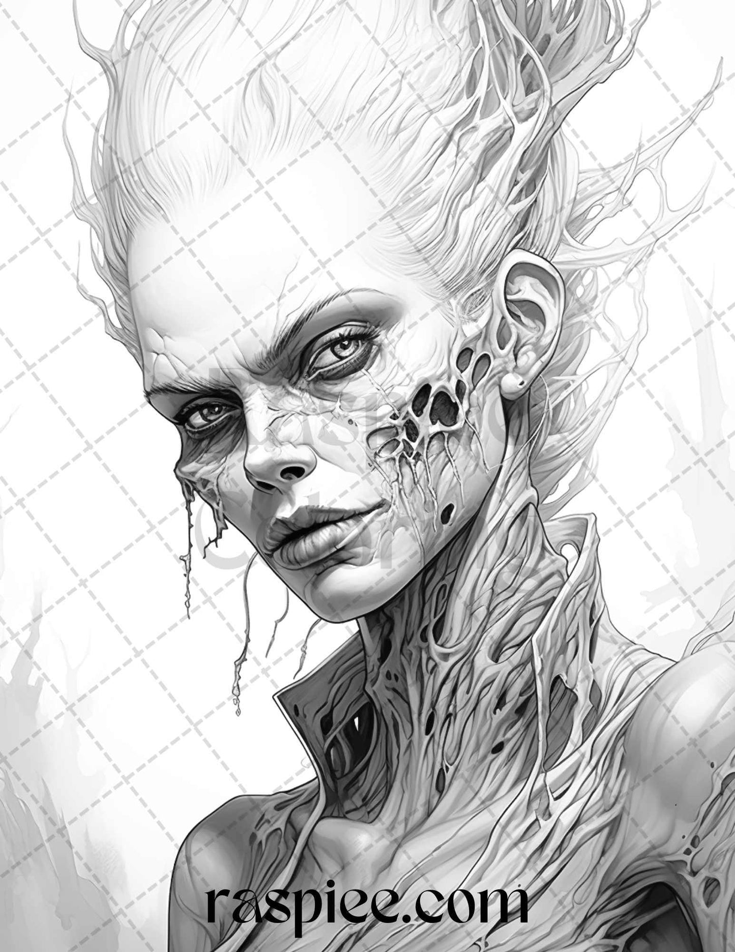 60 Halloween Vampire Grayscale Coloring Pages Printable for Adults, PDF File Instant Download
