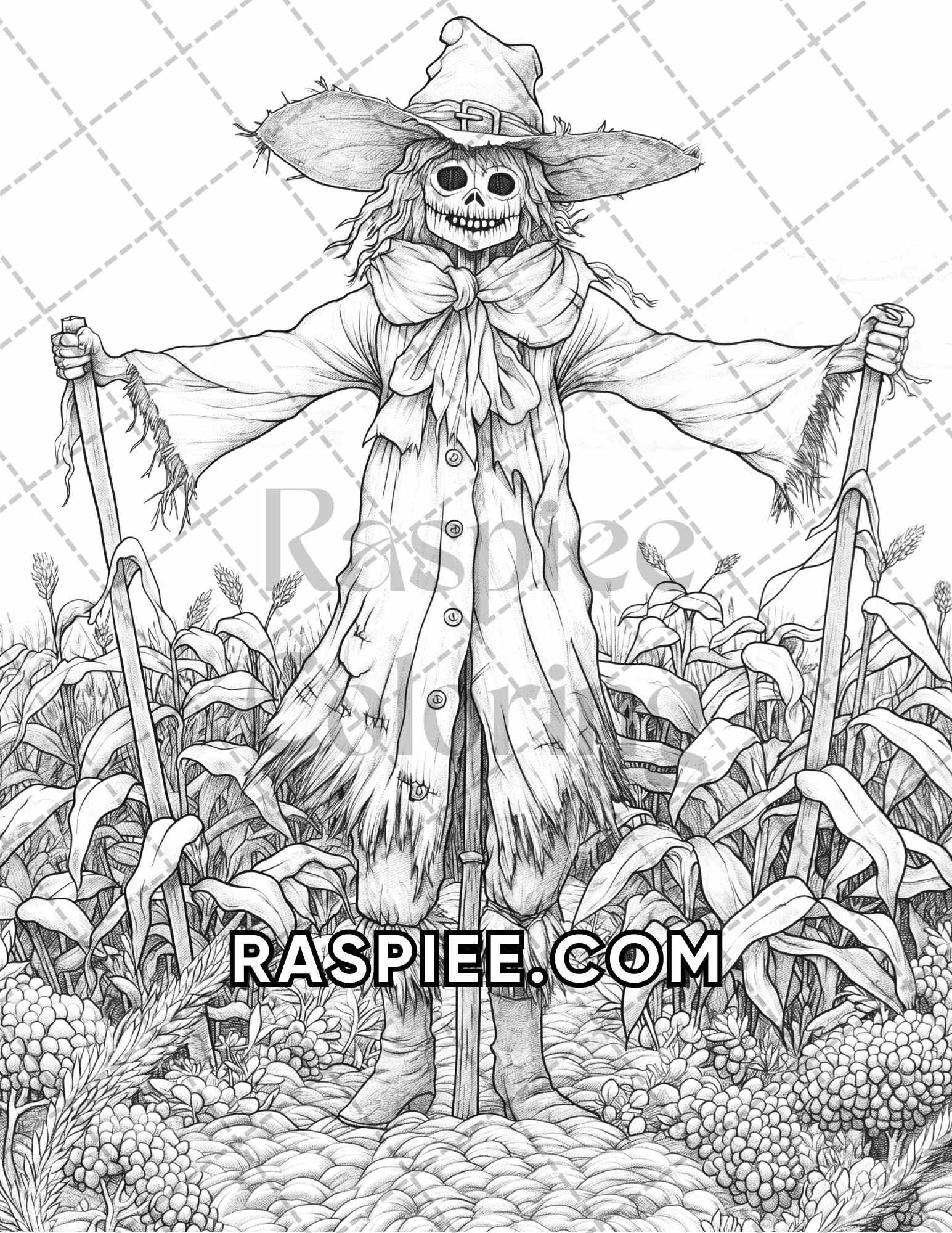 60 Relaxing Autumn Grayscale Adult Coloring Pages Printable PDF Instant Download