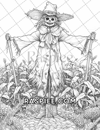 60 Relaxing Autumn Grayscale Adult Coloring Pages Printable PDF Instant Download