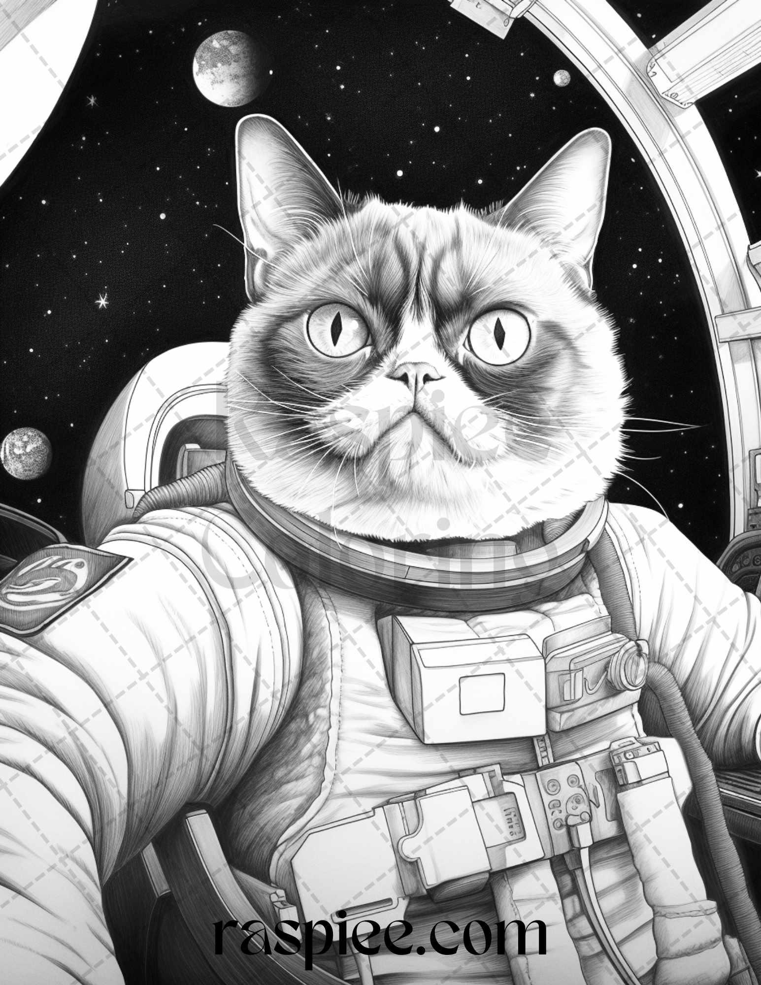 50 Grumpy Cat Grayscale Coloring Pages Printable for Adults, PDF File Instant Download