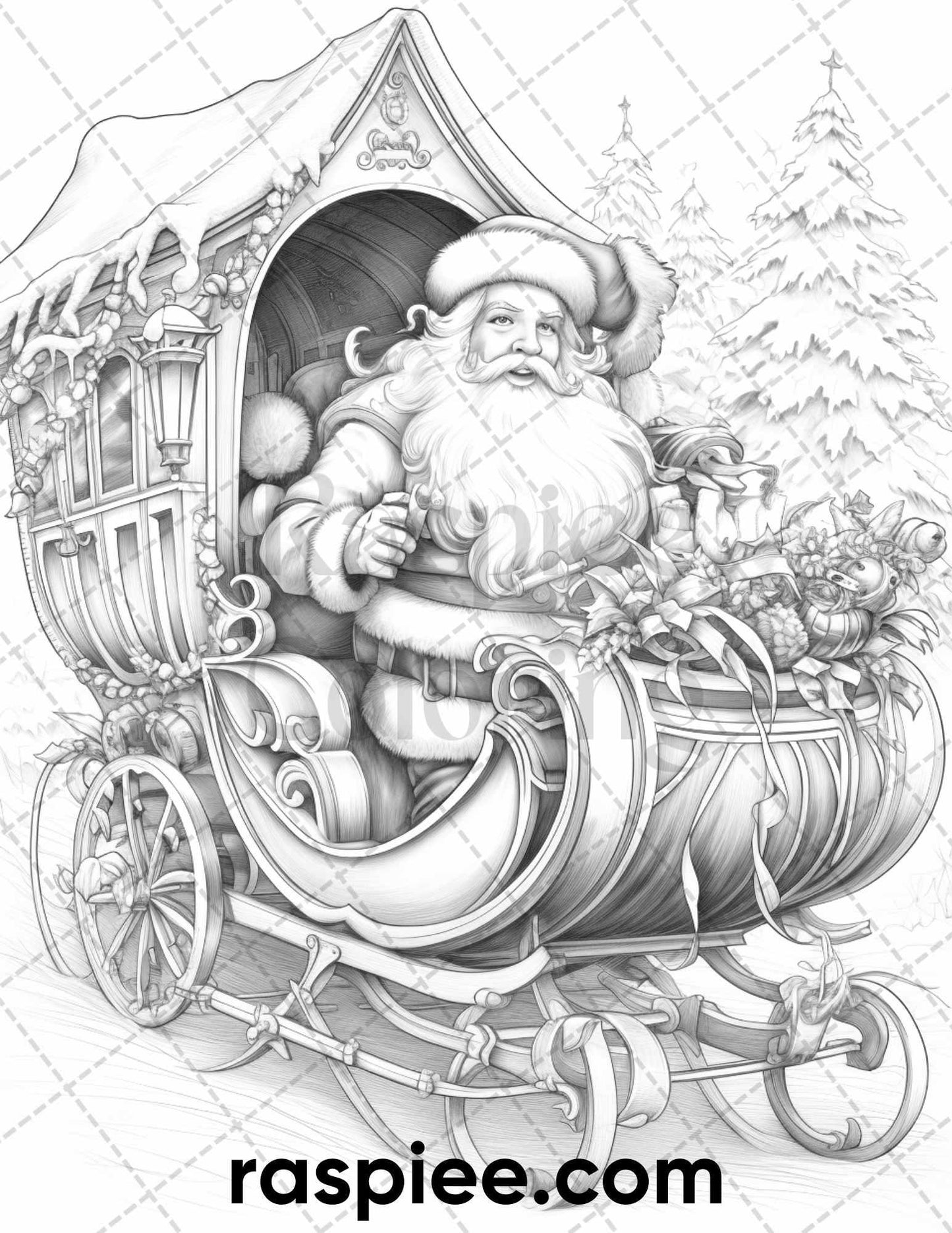 60 Merry Christmas Grayscale Coloring Pages Printable for Adult, Holiday Relaxation Art, PDF File Instant Download