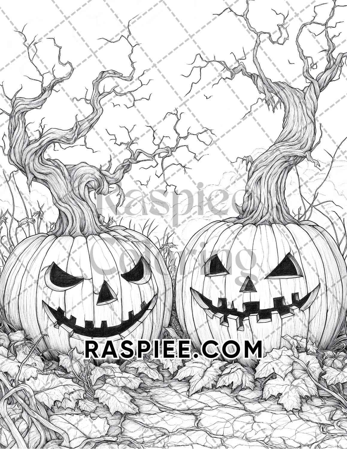 Halloween Surreal Adult Coloring Pages Printable PDF Instant Download