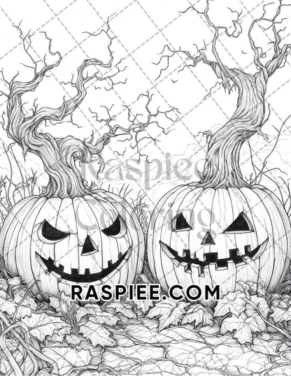 Halloween Surreal Adult Coloring Pages Printable PDF Instant Download