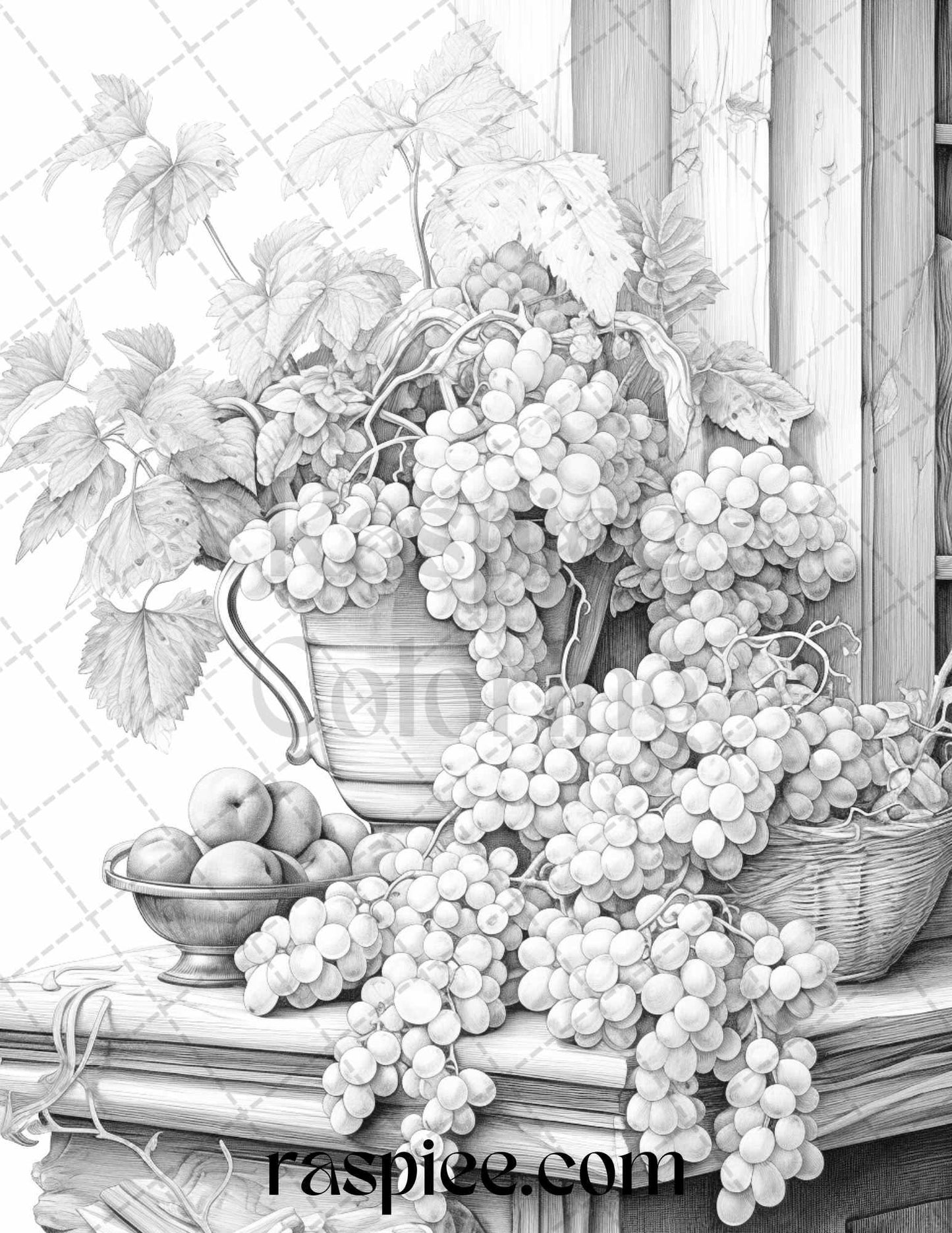 52 Still Life Grayscale Coloring Pages Printable for Adults, PDF File Instant Download