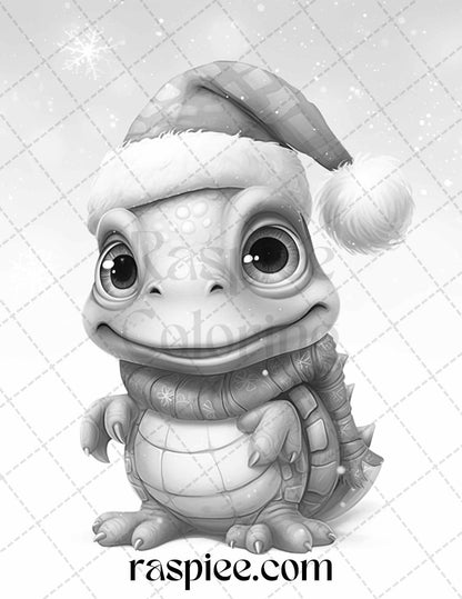 70 Christmas Critters Grayscale Coloring Pages Printable for Adults and Kids, PDF File Instant Download