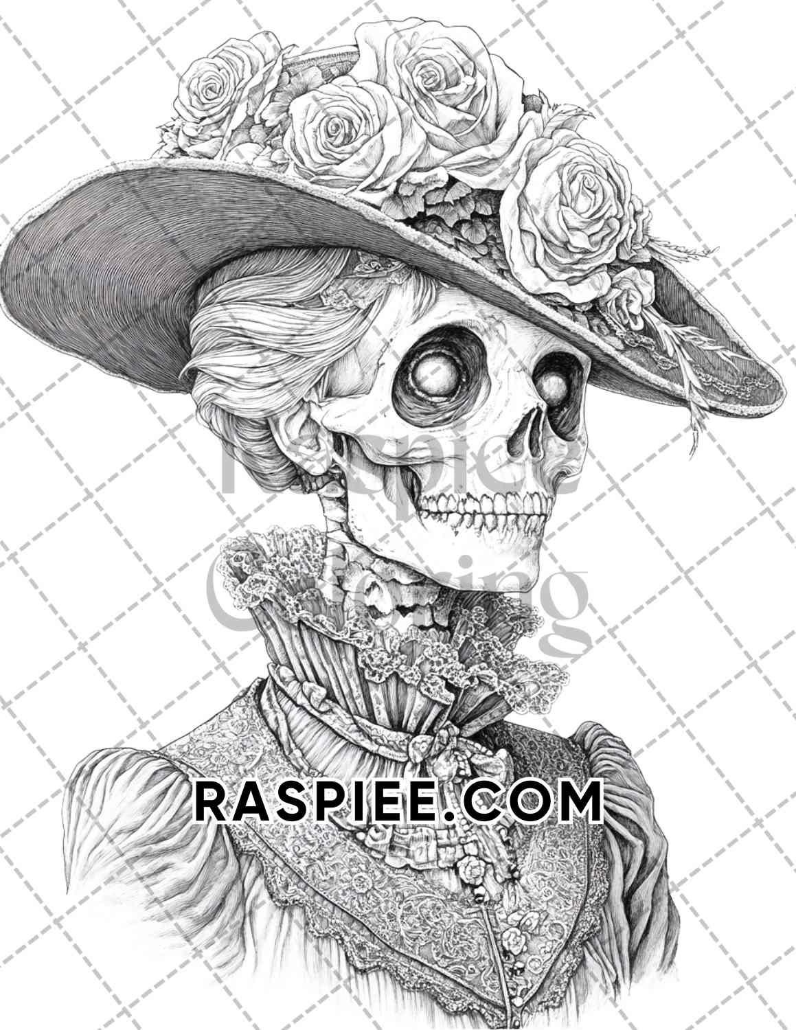 Victorian Zombies Halloween Adult Coloring Pages Printable PDF
